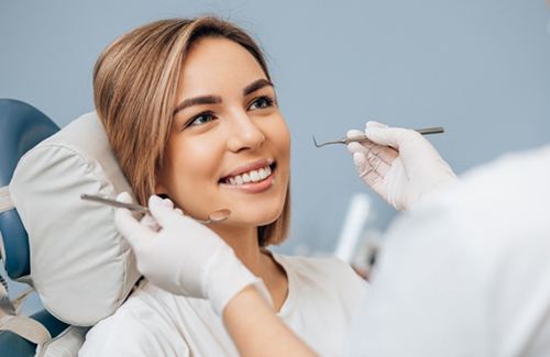 Woman at dental office for preventive dentistry in Glastonbury