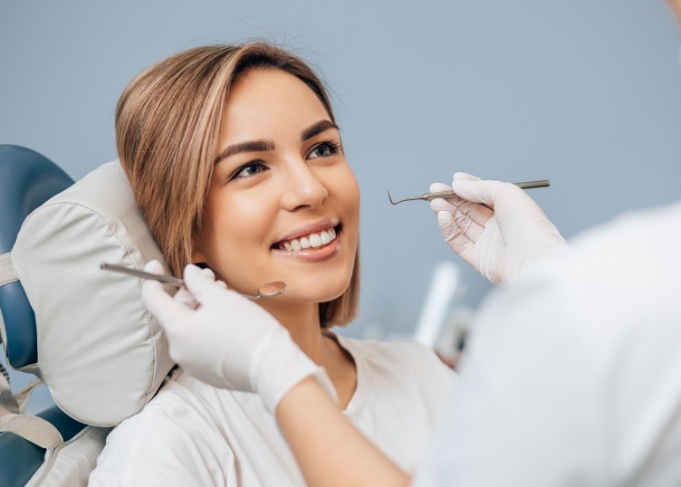 Woman at dental office for preventive dentistry in Glastonbury